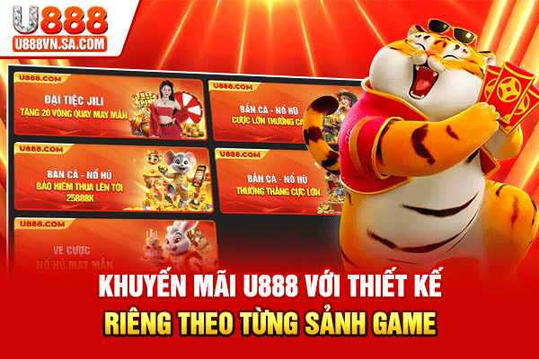 Khuyến Mãi U888 – Nhận Ưu Đãi Ngập Tràn, Thưởng Lớn % Khuyến mãi U888 với thiết kế riêng theo từng sảnh game
